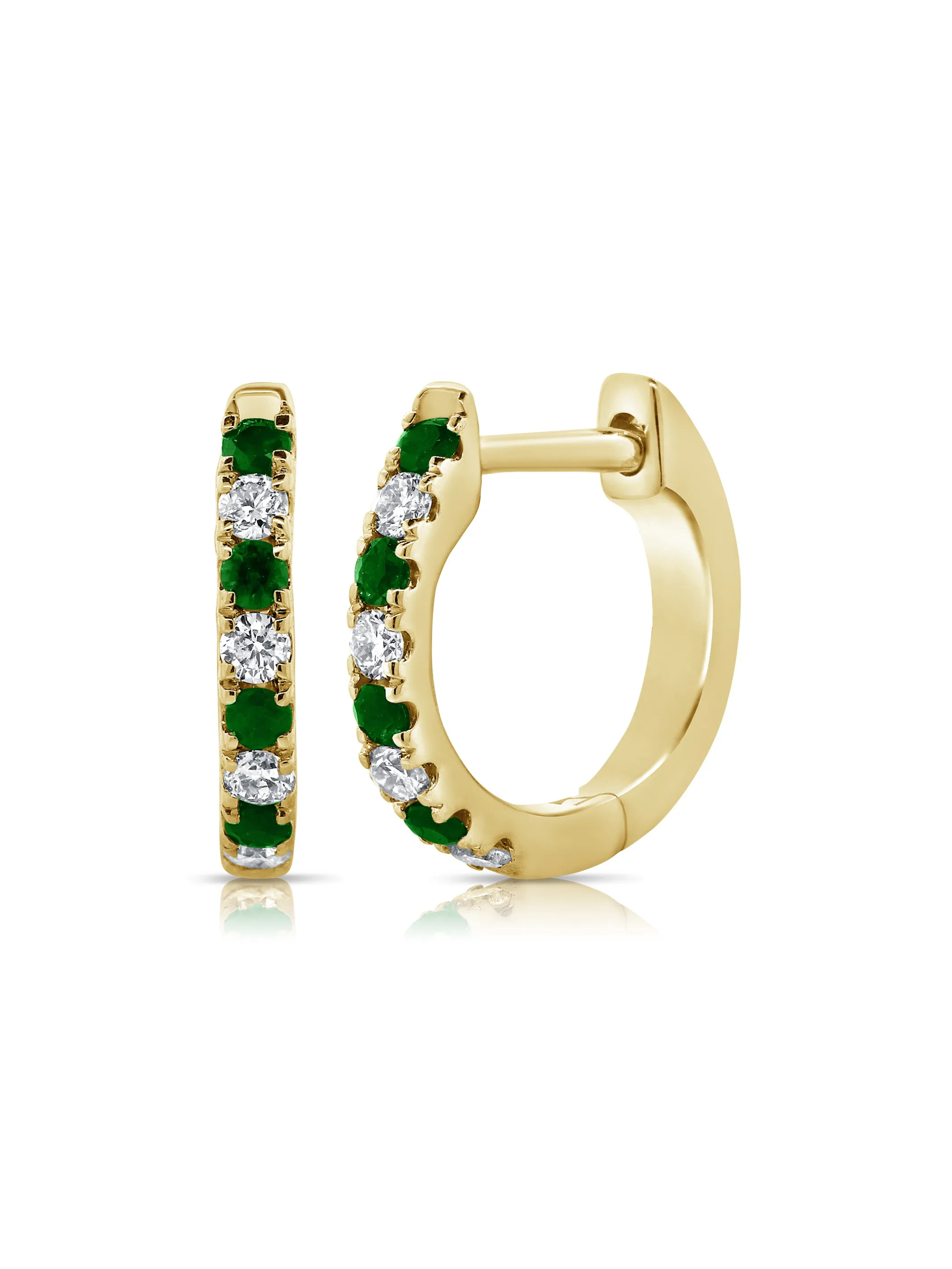 Mini Emerald and Diamond Huggie 14K sold by LeMel