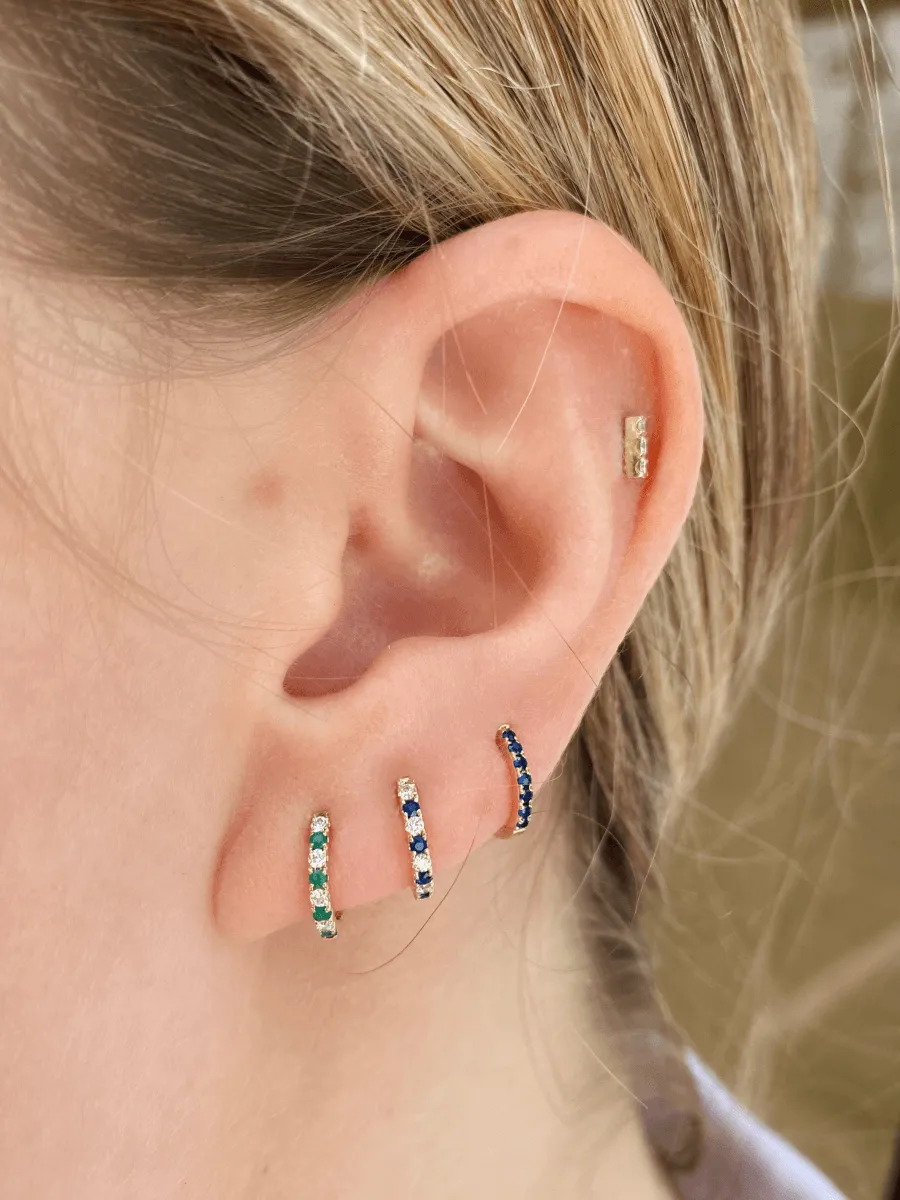 Mini Emerald and Diamond Huggie 14K sold by LeMel product image thumbnail 3