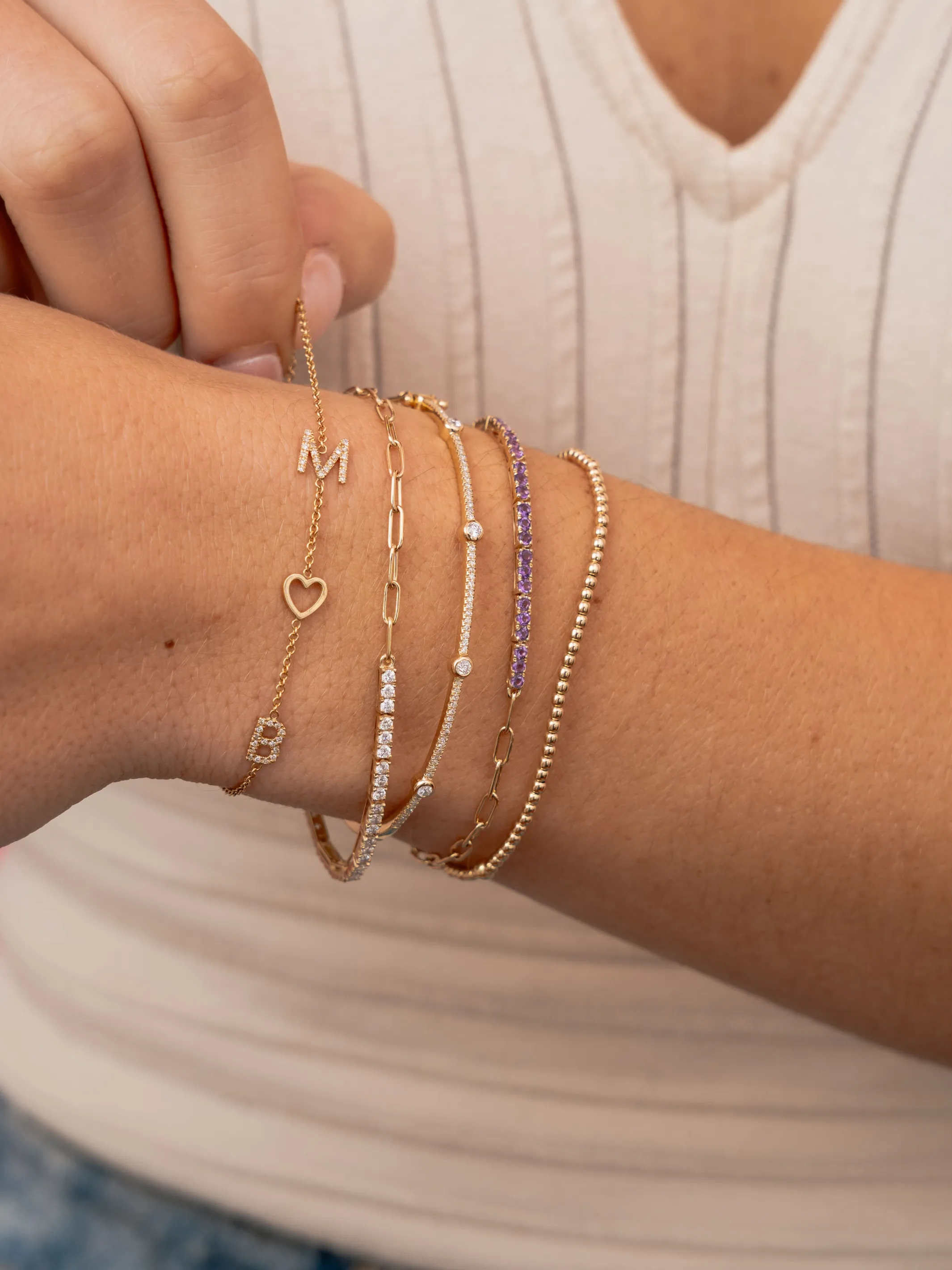 Birthstone Tennis Bracelet - February 14K sold by LeMel product image thumbnail 2