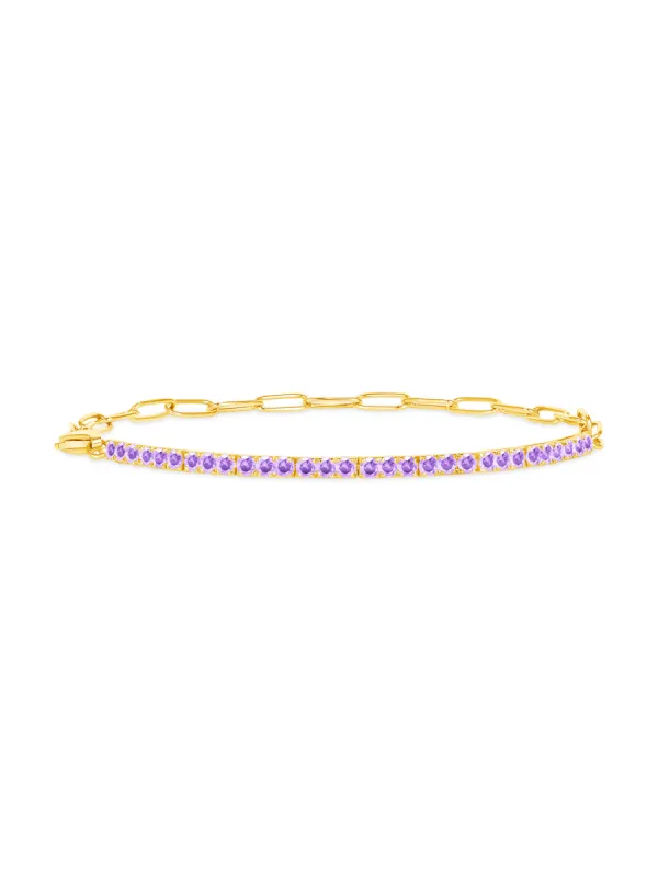 Birthstone Tennis Bracelet - February 14K sold by LeMel