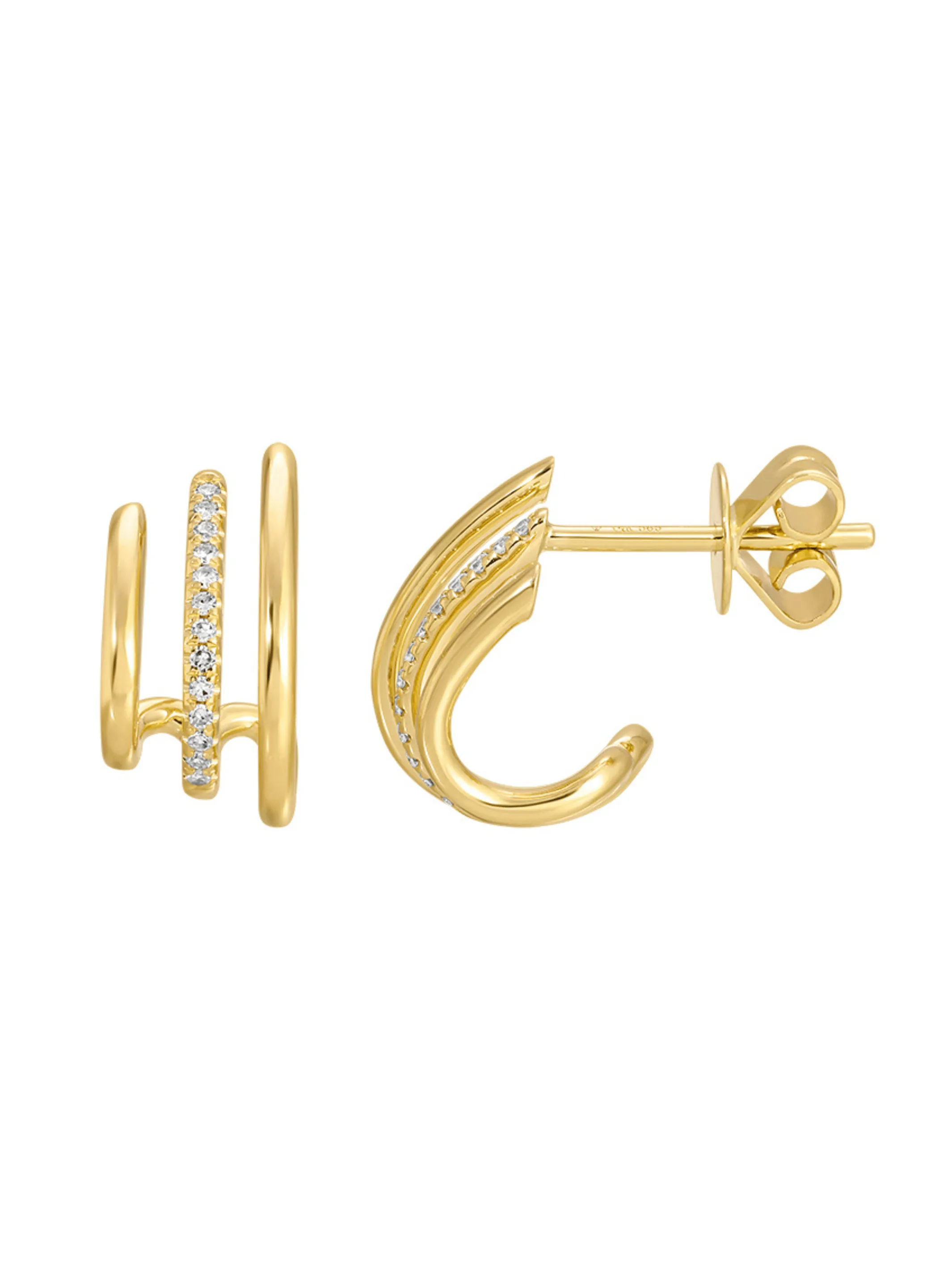 Lauren Triple Hoop Huggie Earring 14K sold by LeMel