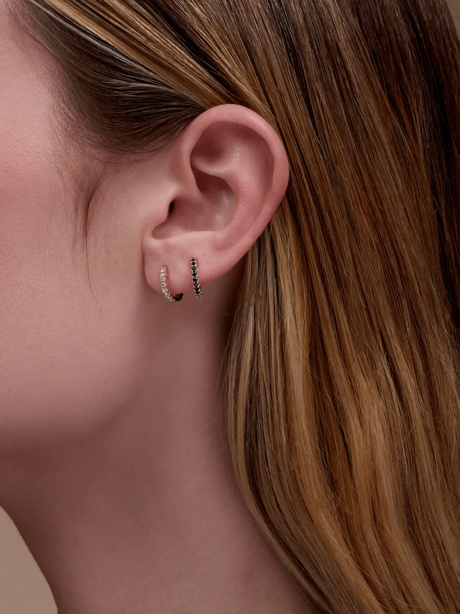 Reversible Blue Sapphire and Diamond Huggie 14K sold by LeMel product image thumbnail 5