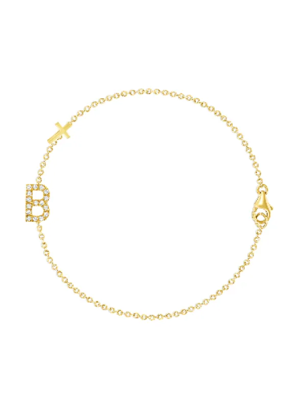 The Diamond Initial Bracelet 14K - 1 Letter sold by LeMel