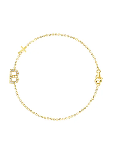 The Diamond Initial Bracelet 14K - 1 Letter sold by LeMel