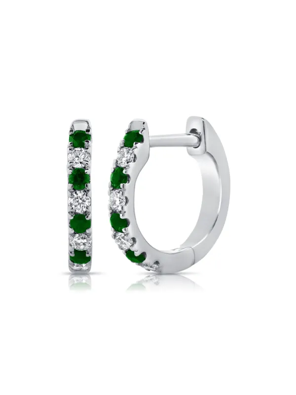 Gracie Huggie Earrings - Emerald 14K sold by LeMel