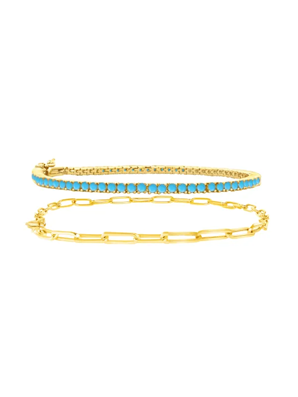 Turquoise Tennis Bracelet Set sold by LeMel