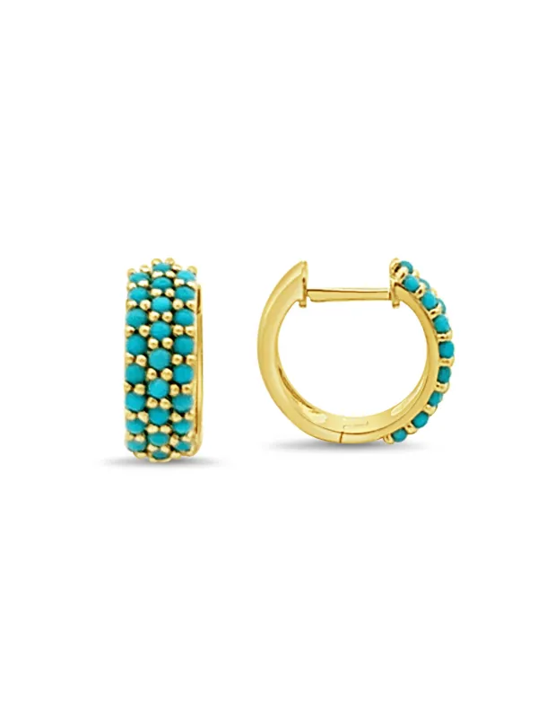 Callie Turquoise Huggie Earrings 14K sold by LeMel