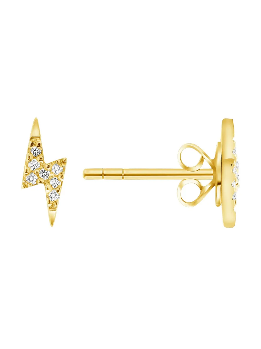 Lightning Bolt Diamond Stud Earring 14K sold by LeMel