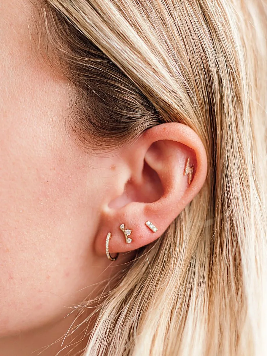 Lightning Bolt Diamond Stud Earring 14K sold by LeMel product image thumbnail 2