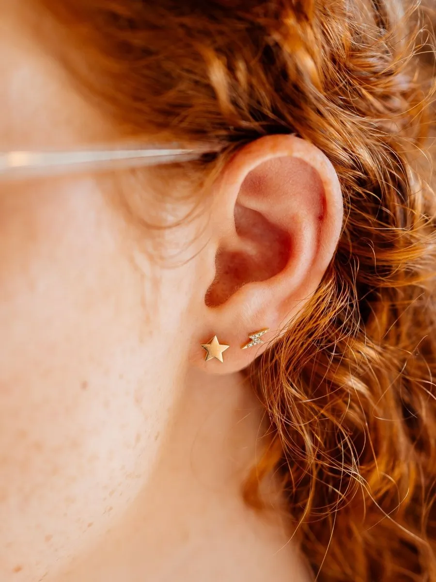 Lightning Bolt Diamond Stud Earring 14K sold by LeMel product image thumbnail 3