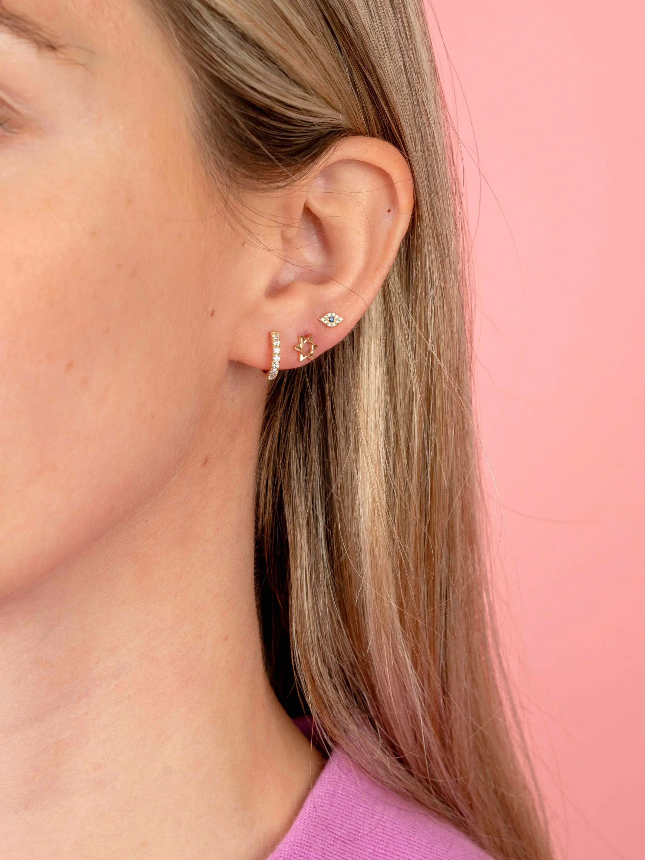 Star of David Stud Earrings 14K sold by LeMel product image thumbnail 2