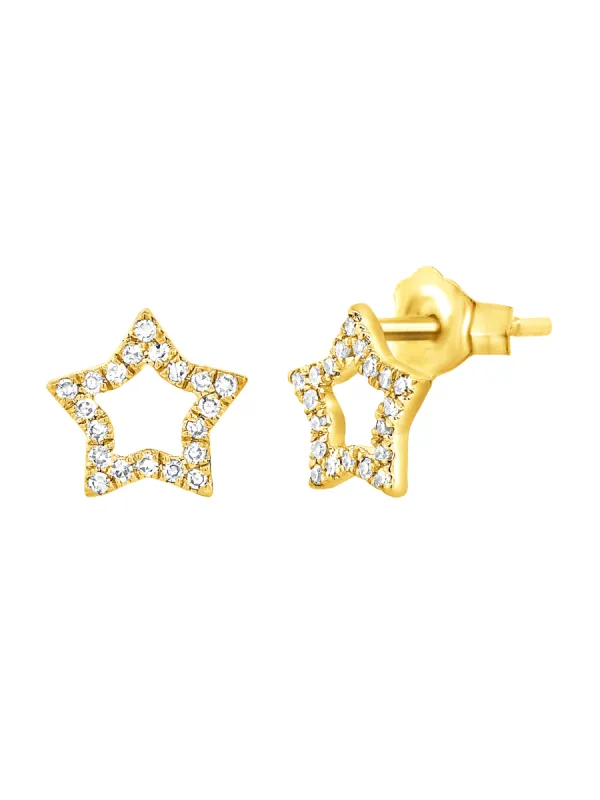 Allie Pave Star Stud Earring 14K sold by LeMel