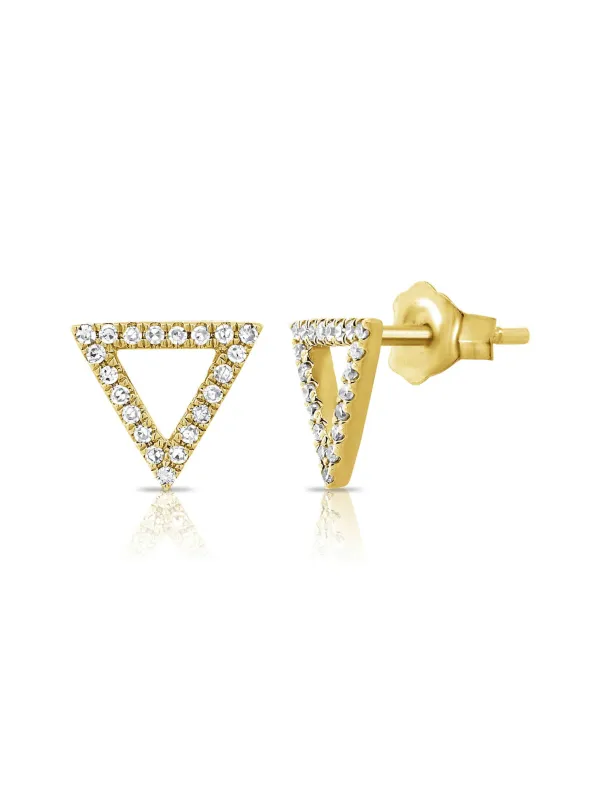 Allie Pave Triangle Stud Earrings 14K sold by LeMel