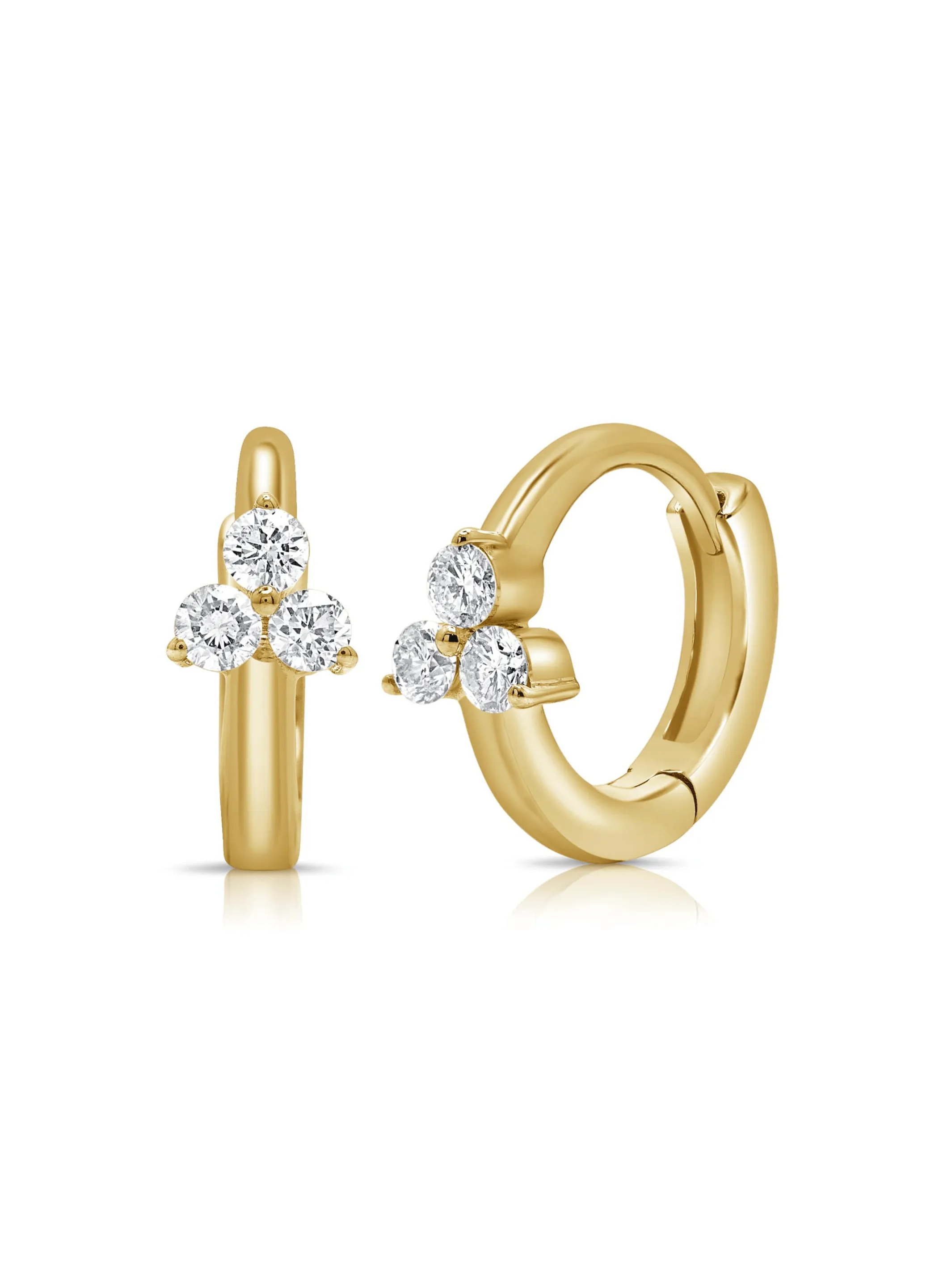 Trio Diamond Huggie Earrings 14K sold by LeMel