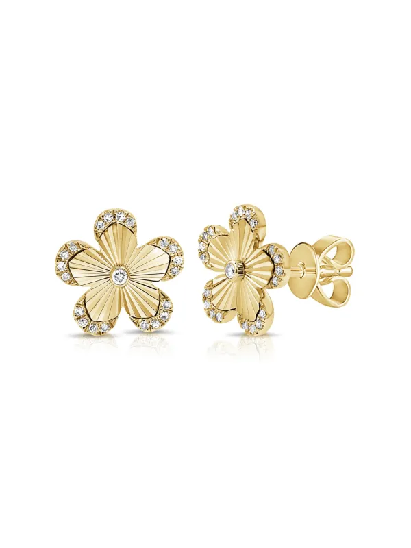 Maya Flower Stud Earrings 14K sold by LeMel