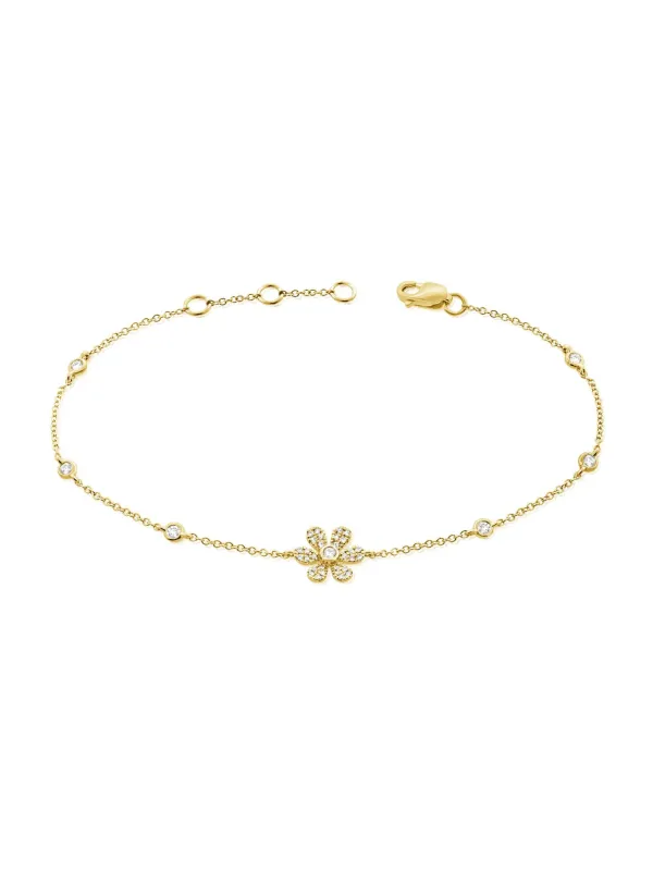 Isabelle Diamond Flower Bracelet 14K sold by LeMel