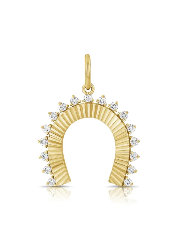 Horse Shoe Diamond Pendant Necklace 14K sold by LeMel