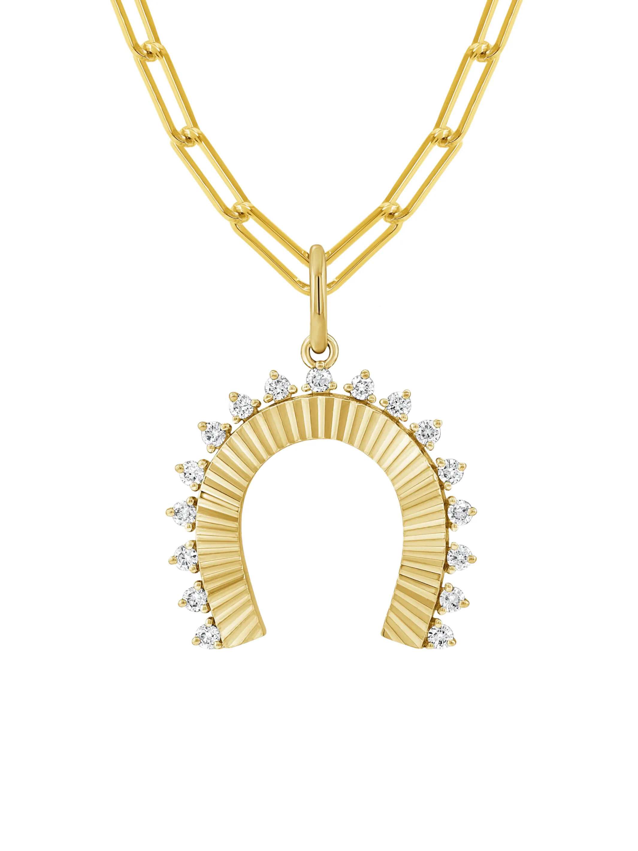 Horse Shoe Diamond Pendant Necklace 14K sold by LeMel product image thumbnail 2