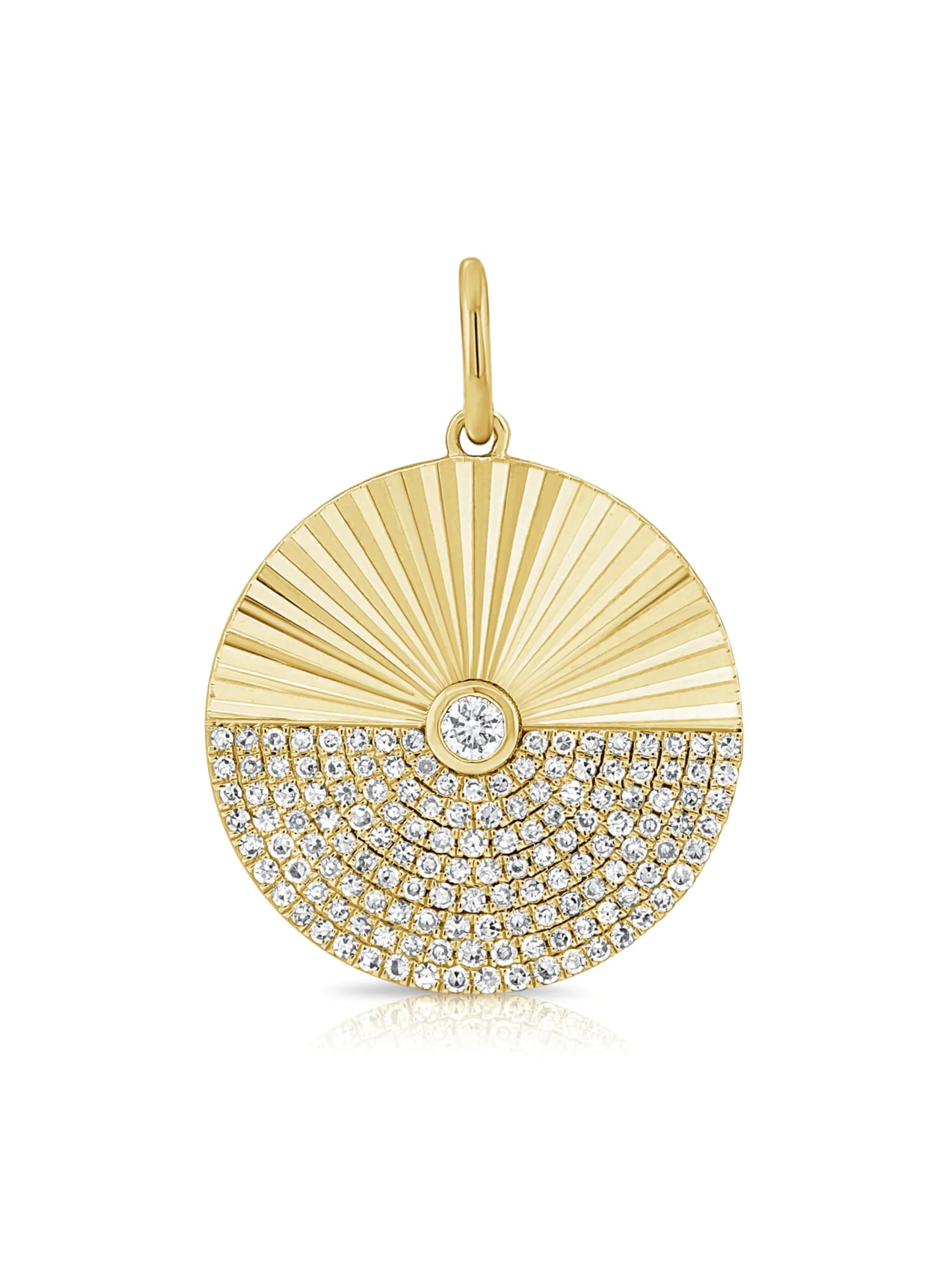 Half & Half Diamond Disc Pendant Necklace 14K sold by LeMel