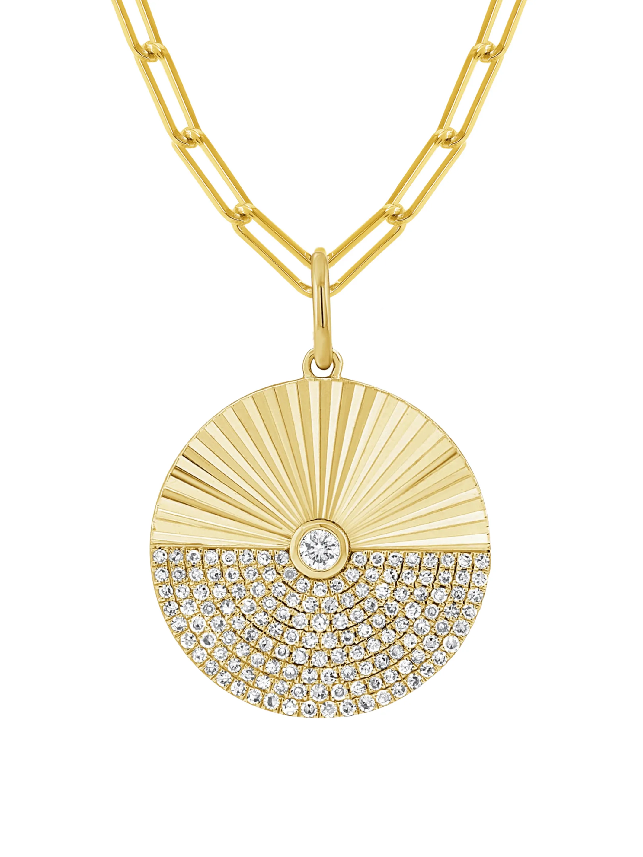 Half & Half Diamond Disc Pendant Necklace 14K sold by LeMel product image thumbnail 2