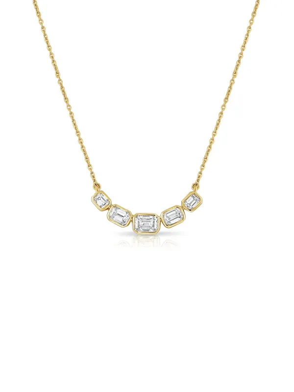 Emily Emerald Cut Diamond Necklace 14K sold by LeMel