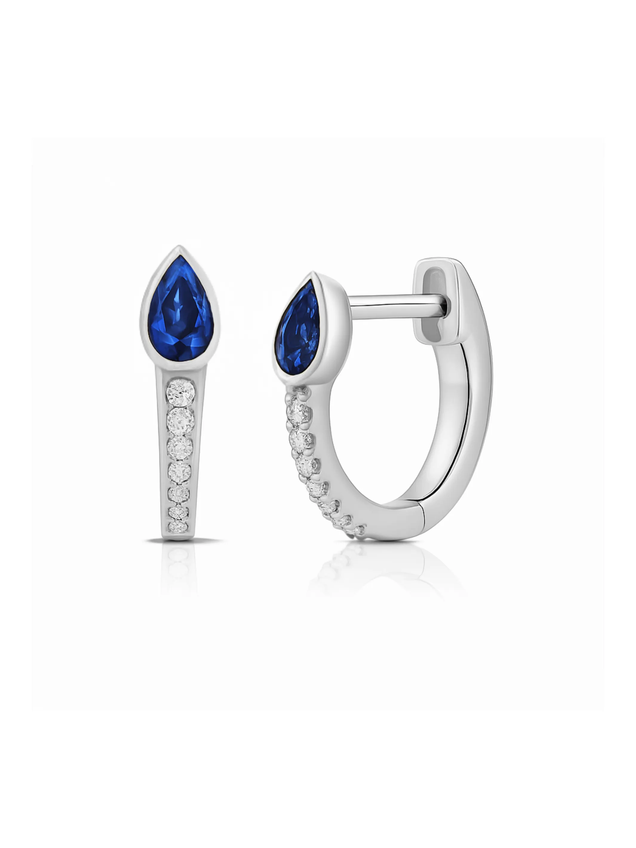 Pear Drop Huggie Earrings - Blue Sapphire 14K sold by LeMel product image thumbnail 2