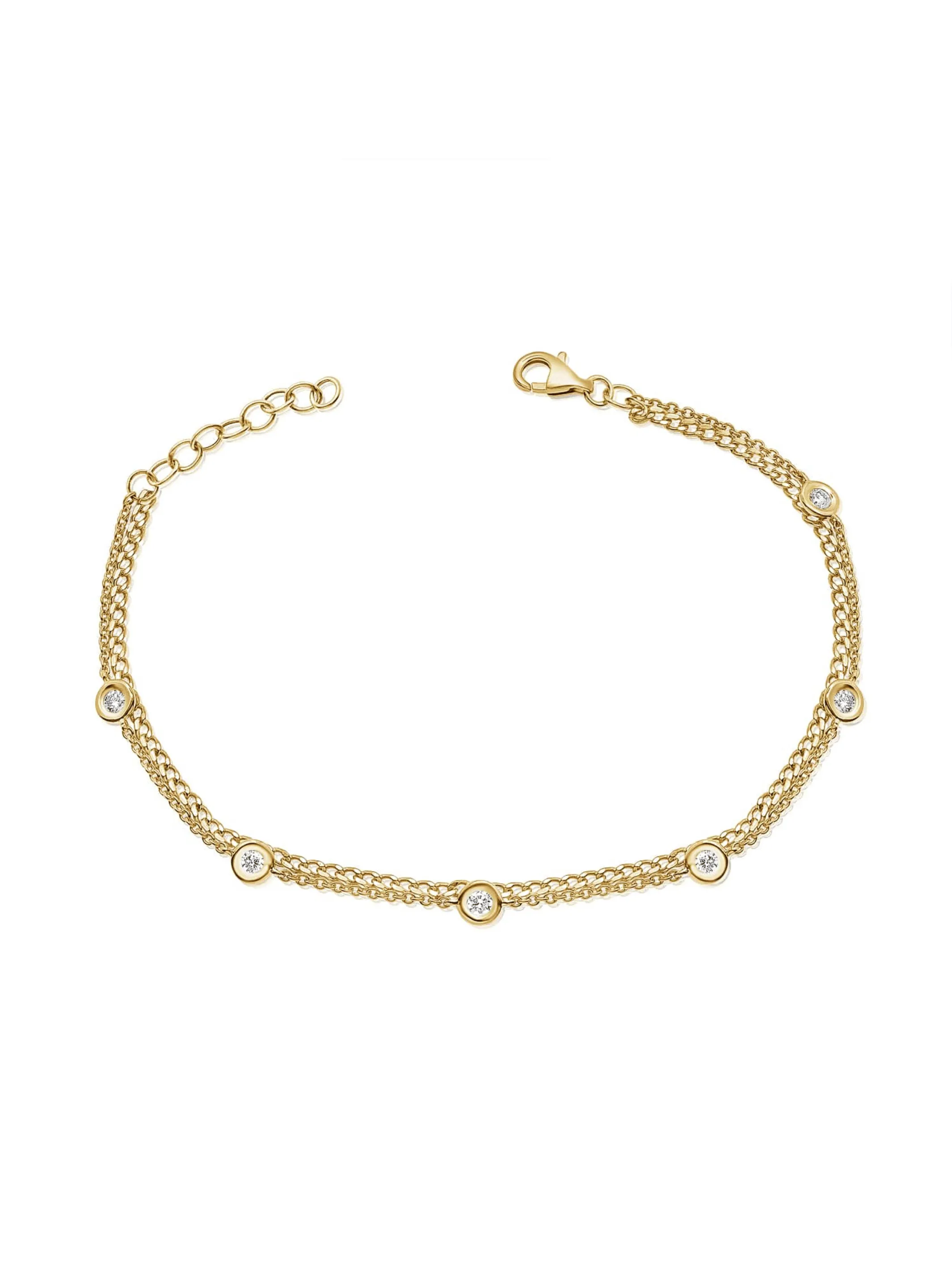 Double Chain Bezel Diamond Bracelet 14K sold by LeMel