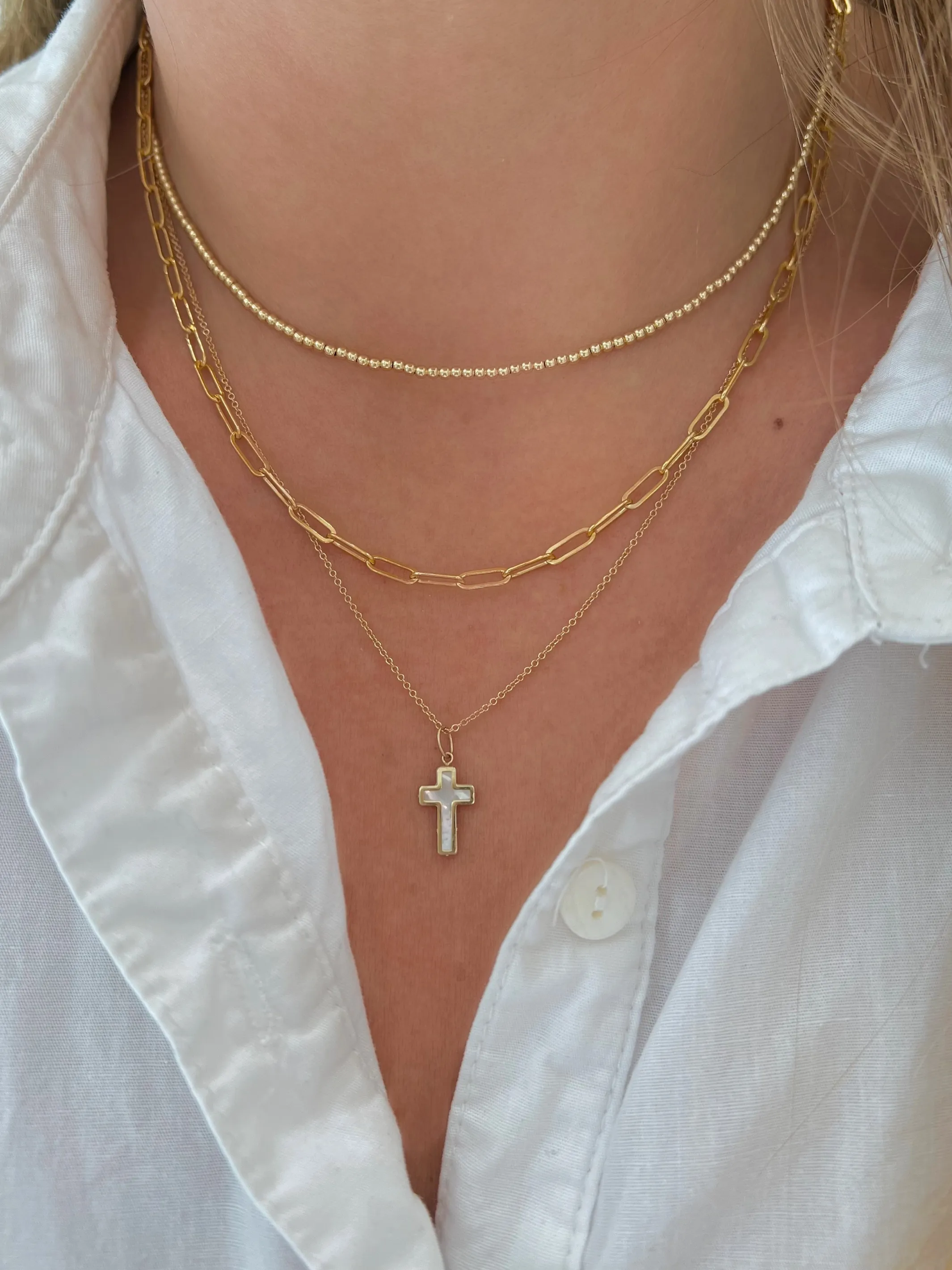 Pearl Cross Pendant Necklace 14K sold by LeMel product image thumbnail 2