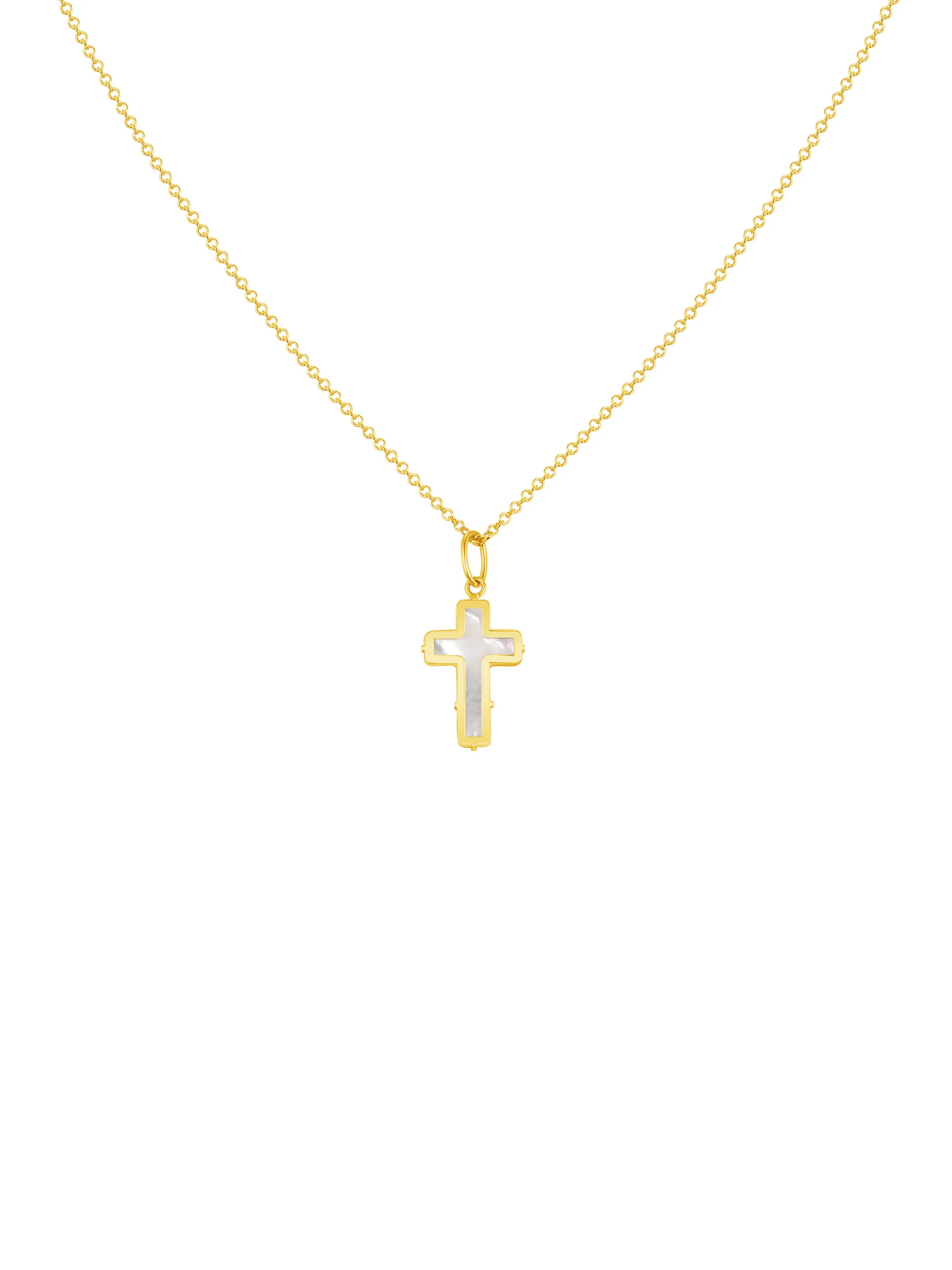 Pearl Cross Pendant Necklace 14K sold by LeMel