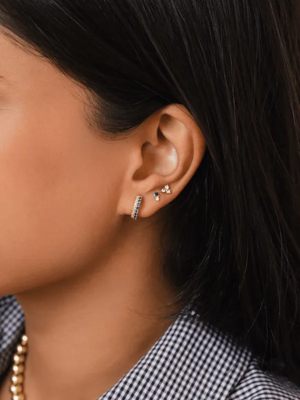 Daphne Double Row Huggie Earrings - Blue Sapphire 14K sold by LeMel