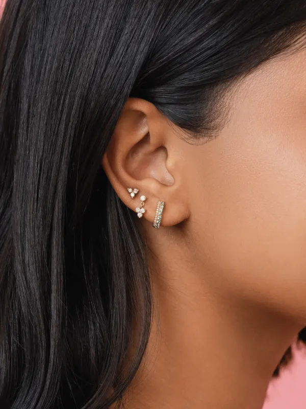 Daphne Double Row Huggie Earrings - Emerald 14K sold by LeMel