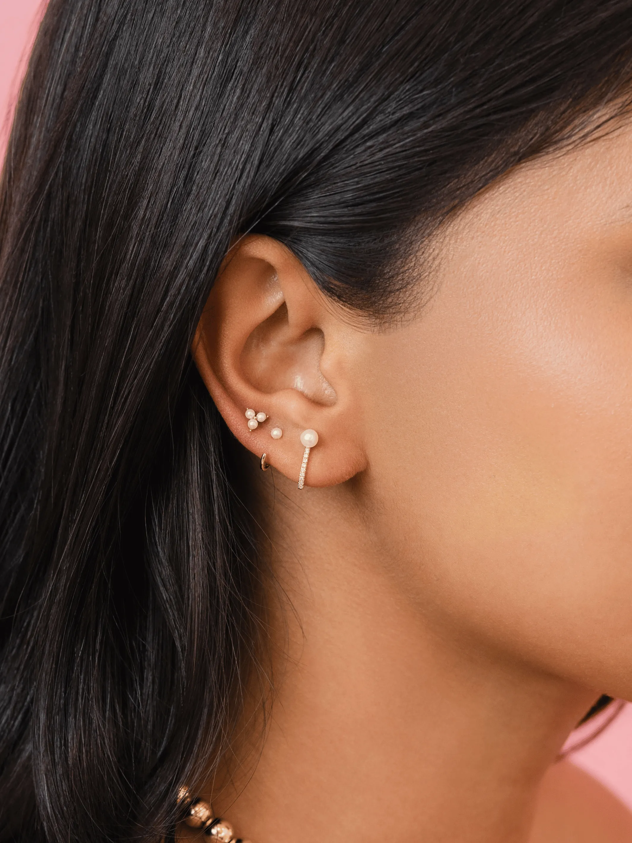 Trio Pearl Stud Earrings 14K sold by LeMel