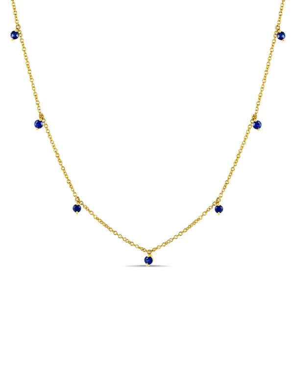 The Dot Layering Necklace - Blue Sapphire 14K sold by LeMel