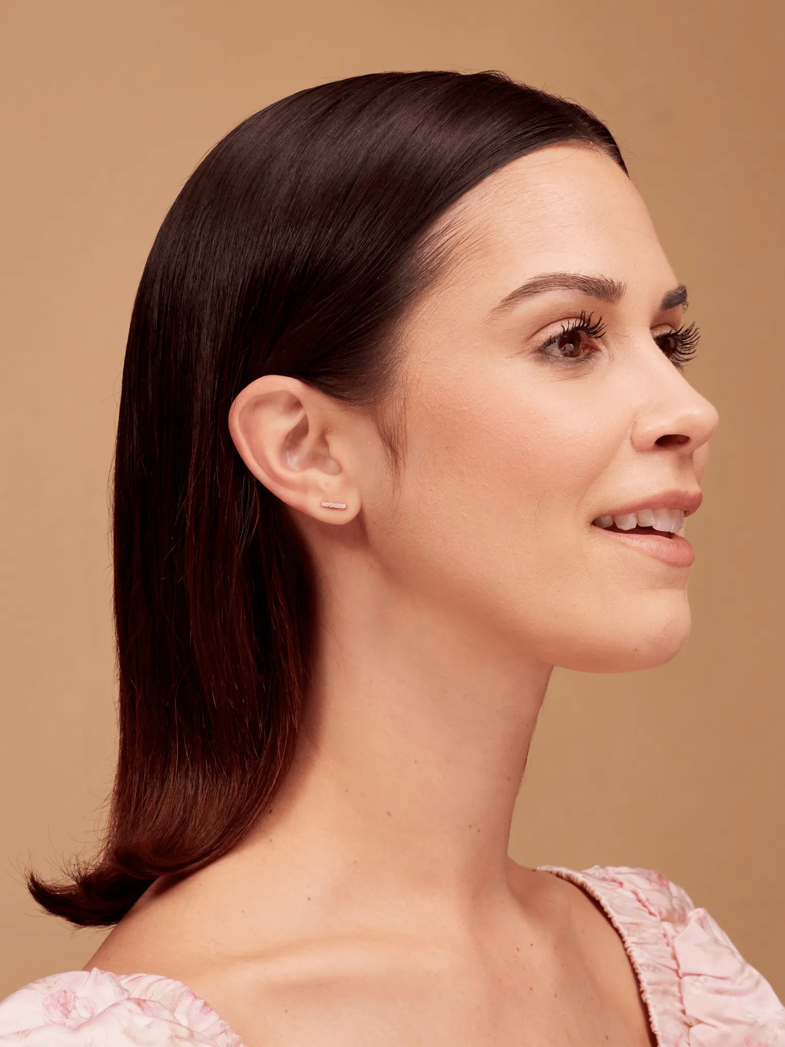 Diamond Bar Stud Earring 14K sold by LeMel product image thumbnail 5