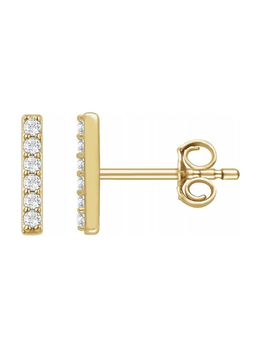 Diamond Bar Stud Earring 14K sold by LeMel