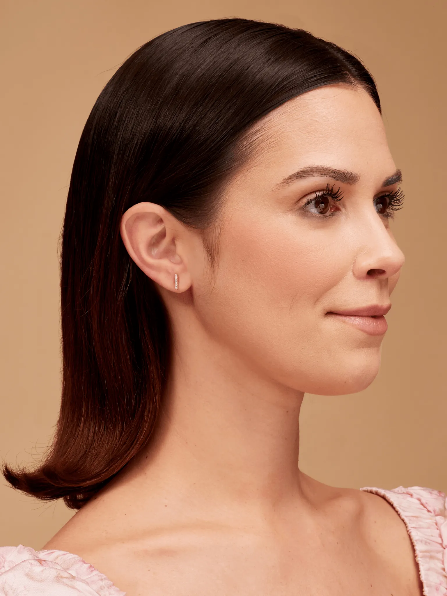 Diamond Bar Stud Earring 14K sold by LeMel product image thumbnail 3