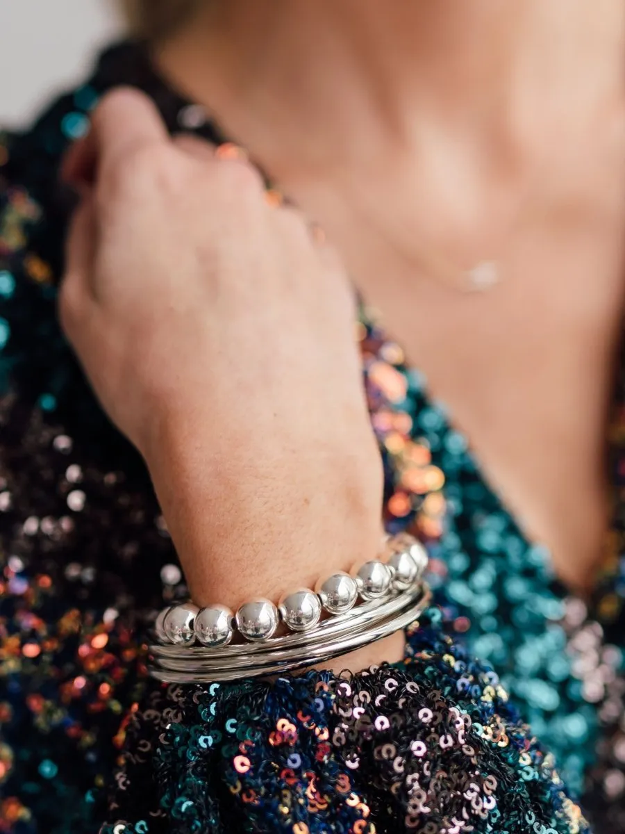 Silver Everyday Stretch Bracelet - 10mm sold by LeMel product image thumbnail 3