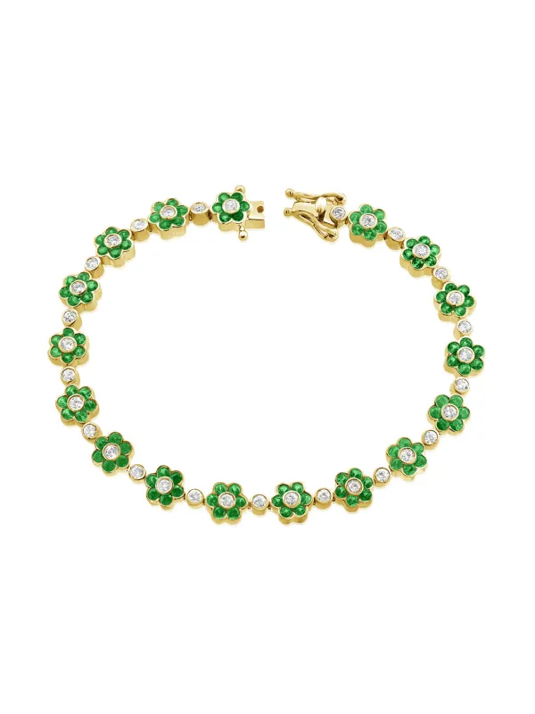Flower Tennis Bracelet - Emerald 14K sold by LeMel