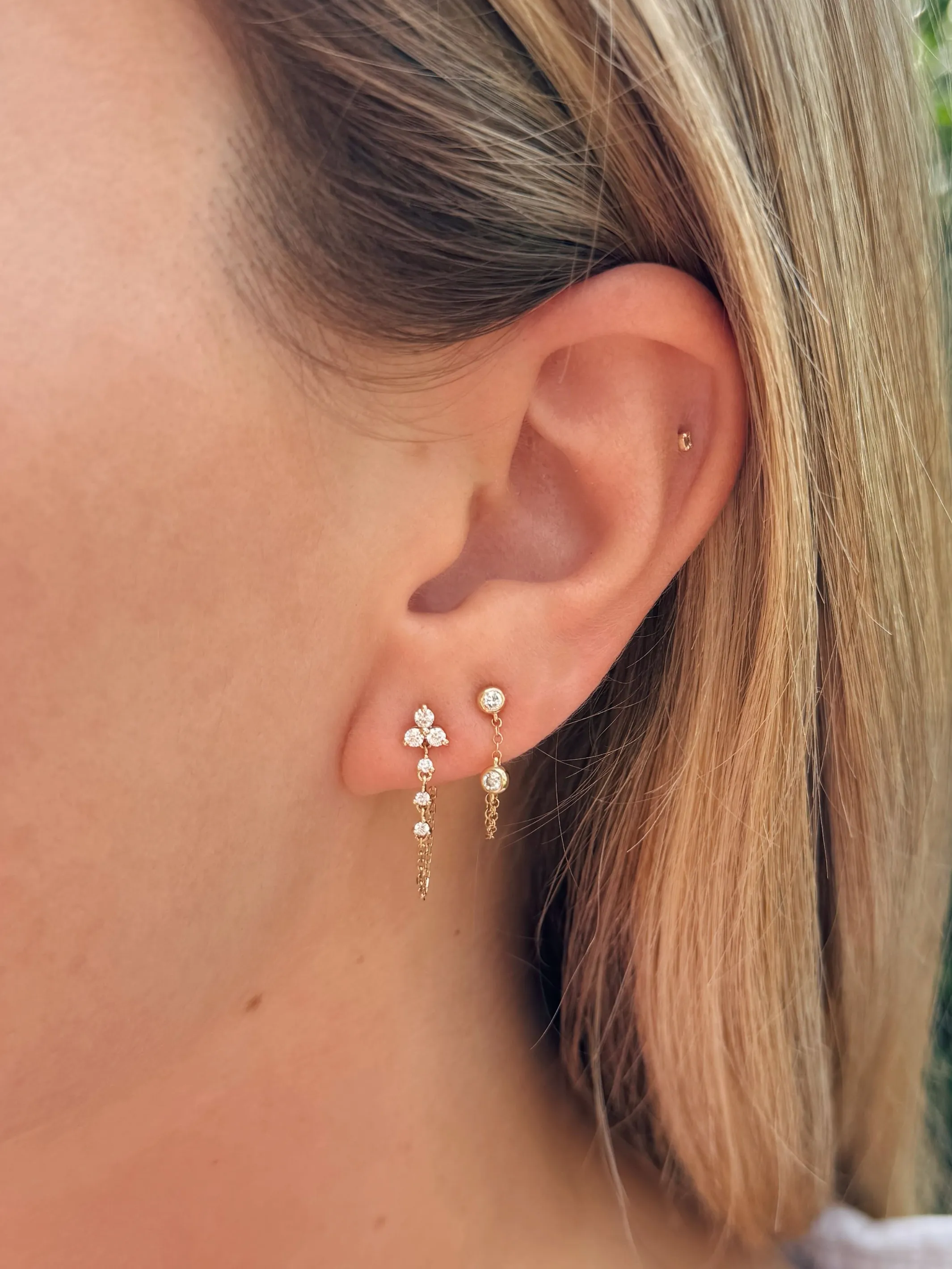 Tory Trio Chain Earrings - Diamond 14K sold by LeMel product image thumbnail 2