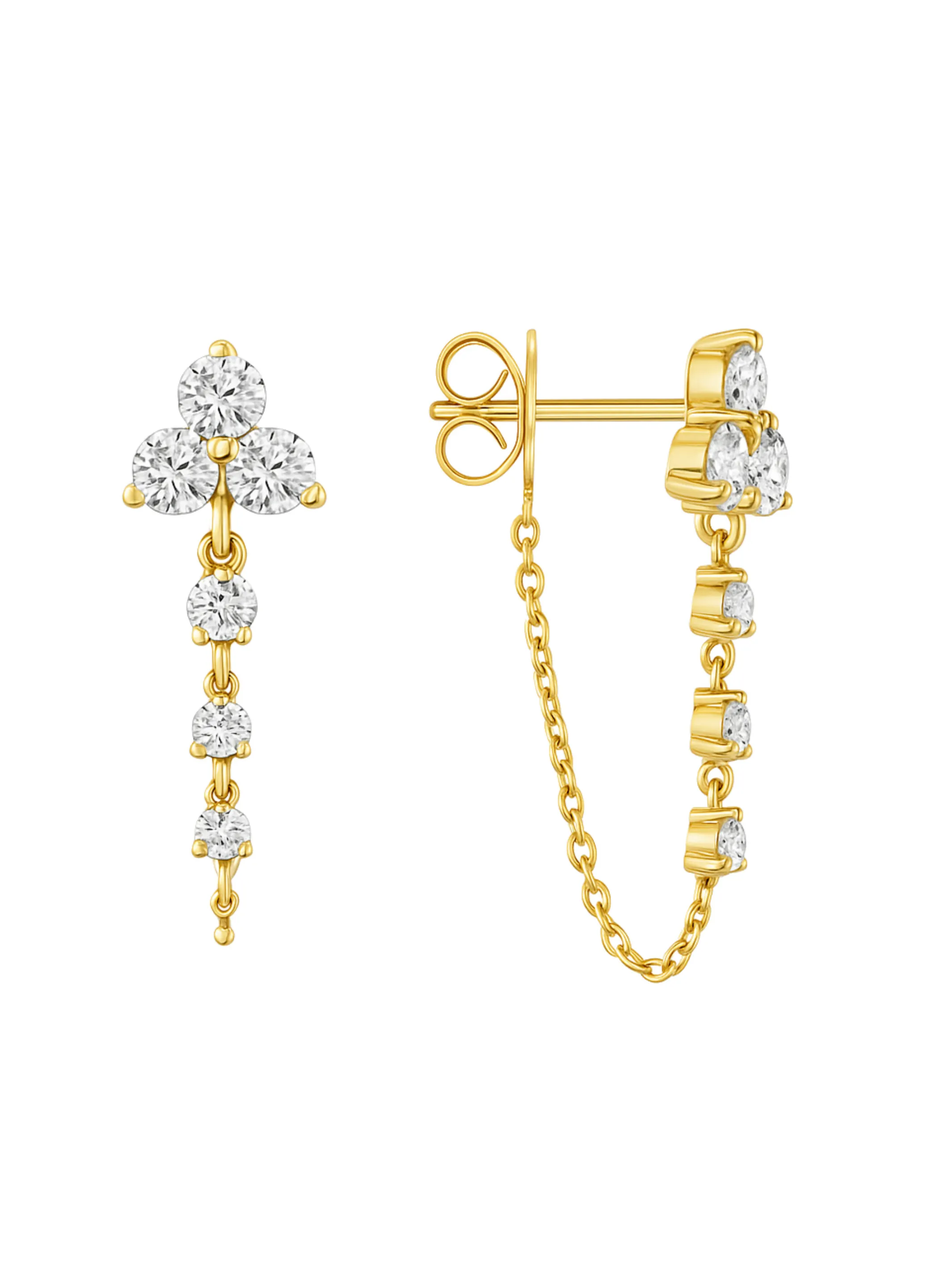 Tory Trio Chain Earrings - Diamond 14K sold by LeMel