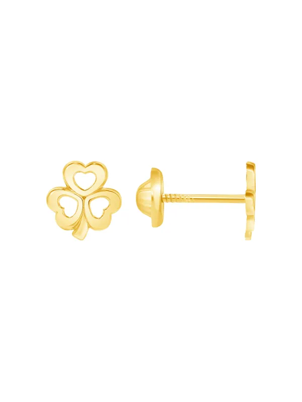 Kid Clover Stud Earrings 14K sold by LeMel
