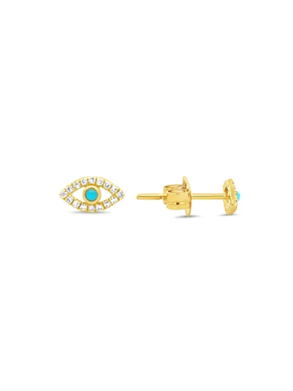 Evil Eye Turquoise Stud Earrings 14K sold by LeMel