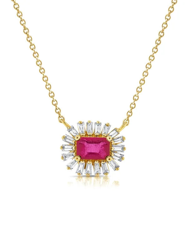Evelyn Pendant Necklace - Pink Sapphire 14K sold by LeMel