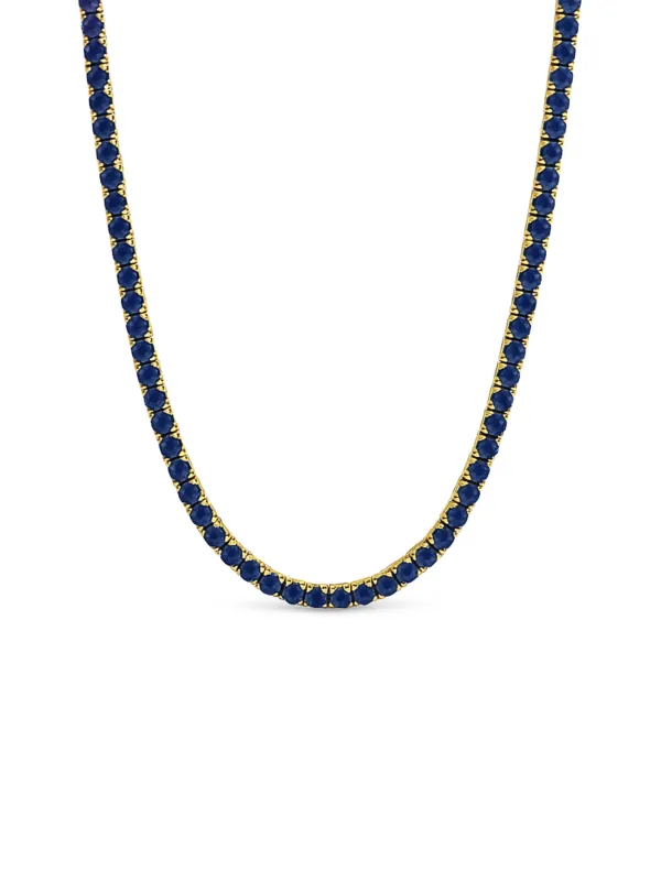 Blue Sapphire CZ Tennis Necklace sold by LeMel
