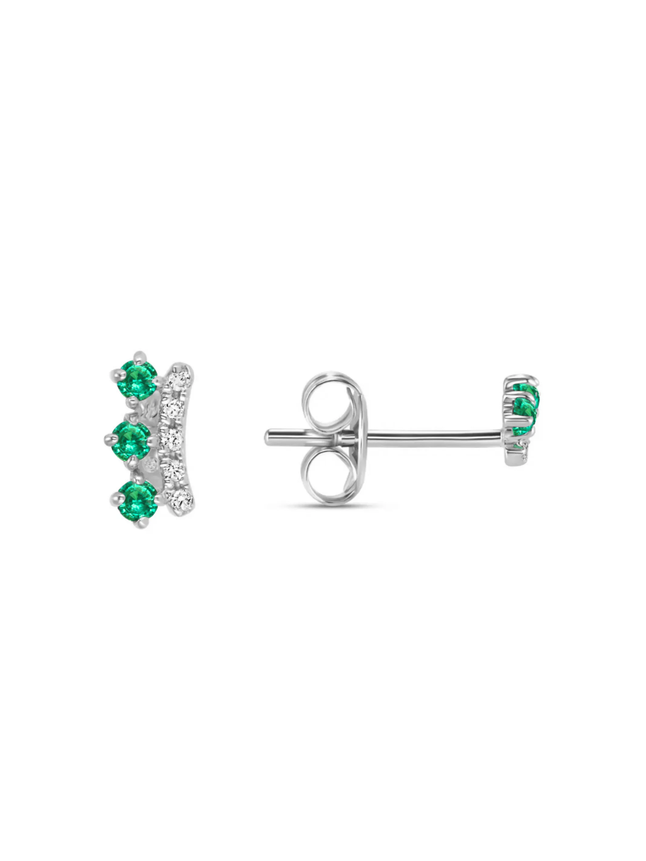 Crown Emerald Stud Earrings 14K sold by LeMel product image thumbnail 4