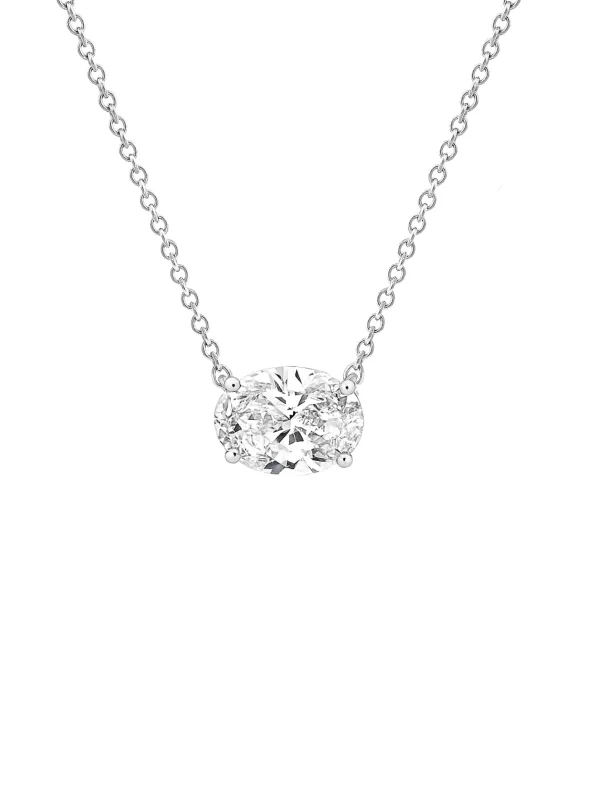 Oval Lab Diamond Pendant Necklace 14K sold by LeMel