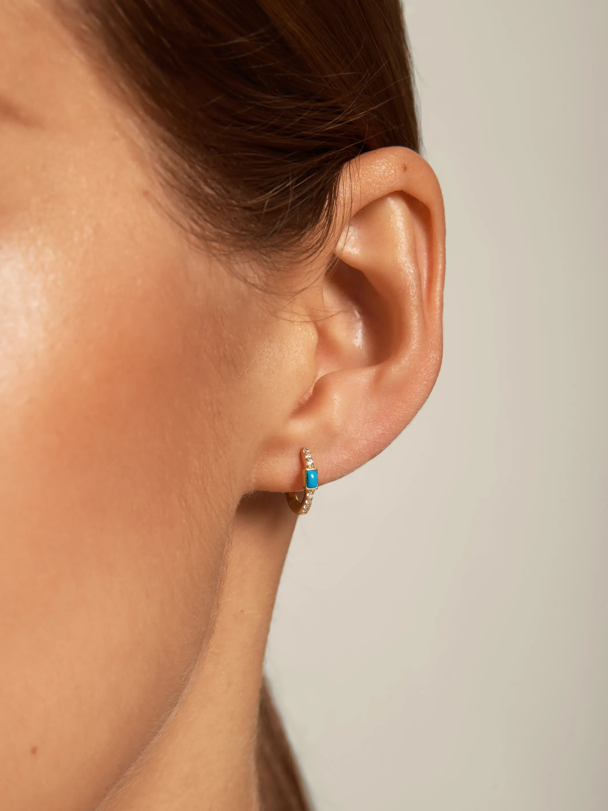 Daisy Turquoise Huggie Earrings sold by LeMel product image thumbnail 2