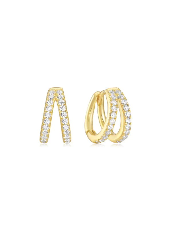 Ava CZ Huggie Earrings sold by LeMel