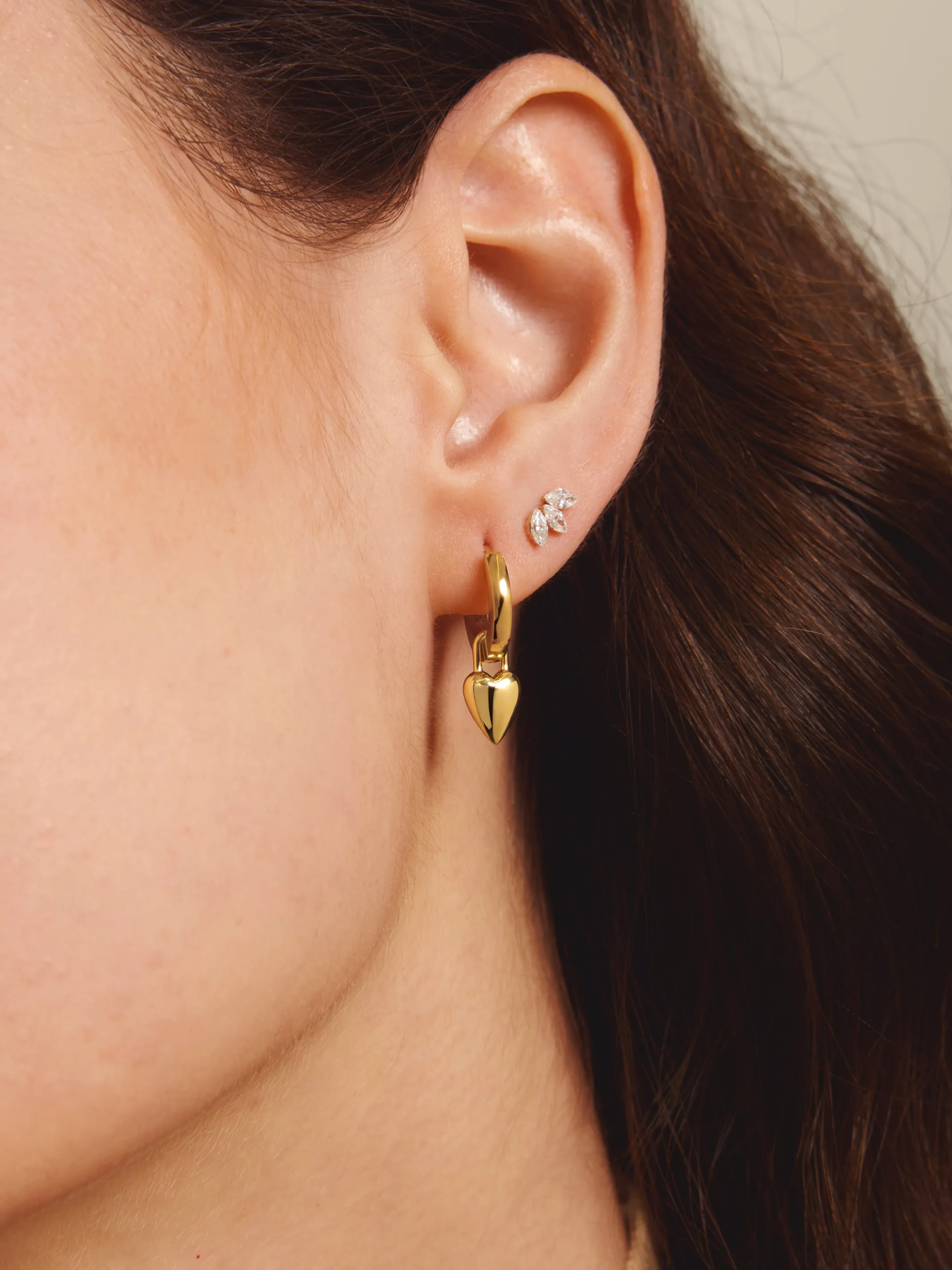 Lucy Heart Charm Huggie Earrings sold by LeMel product image thumbnail 2