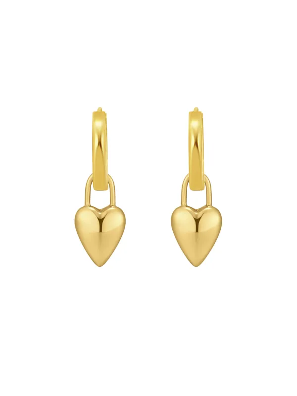 Lucy Heart Charm Huggie Earrings sold by LeMel
